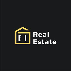 EI initials minimalist creative real estate logo vector