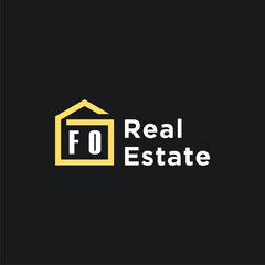FO initials minimalist creative real estate logo vector