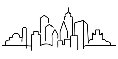 Naklejka premium City Skyline Illustration for Urban Art, Cityscape Graphics, Modern Architecture Sketch