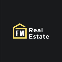 FW initials minimalist creative real estate logo vector