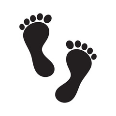 Footprint Silhouette Icon on Black and White