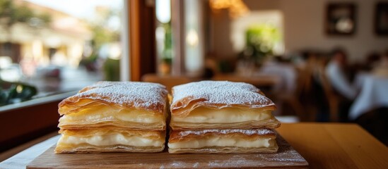 Layers of sweet, creamy pastries