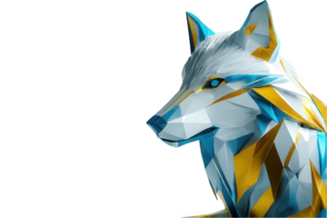 Geometric wolf abstract on transparent background