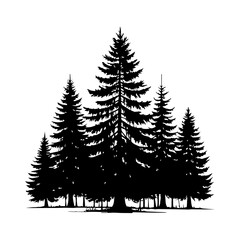 Obraz premium Silhouette of Pine Trees Cluster Black Forest Vector Illustration