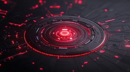 Futuristic red glowing circular tech interface background