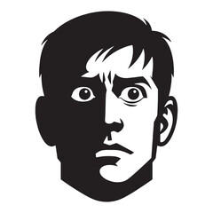 Tense and uneasy Nervous Face silhouette – Nervous Face illustration – Minimalist Nervous Face vector – Nervous Silhouette

