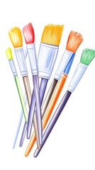 Fototapeta premium A vibrant collection of paintbrushes, various sizes and colors, ready for artistic creation
