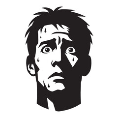 Nervousness captured in silhouette, edgy and bold – Nervous Face illustration – Minimalist Nervous Face vector – Nervous Silhouette

