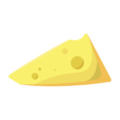Piece of yellow cartoon cheese. Vector