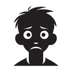 Shaky Nervous Face silhouette with unsettled expression – Nervous Face illustration – Minimalist Nervous Face vector – Nervous Silhouette

