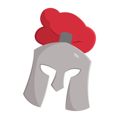 Spartan helmet red plume. Vector