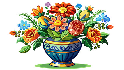 Obraz premium A decorative vase with fresh flowers, isolated. white background.