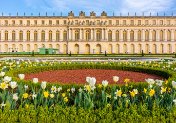 Versailles palace and gardens in spring outside Paris, France