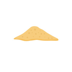 Pile of sand cartoon. Sandy dune in desert or beach. Vector illustration.