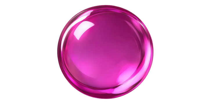 Shiny pink glass orb on transparent background 3d