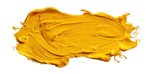 Abstract yellow paint on transparent background