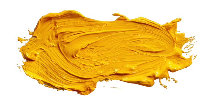 Abstract yellow paint on transparent background