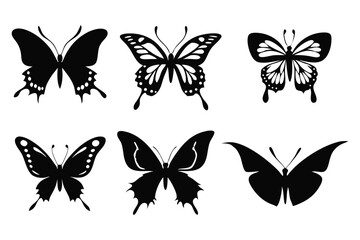 Stylized Butterfly Silhouette Vector Pack – Beautiful Insect Wings Icons