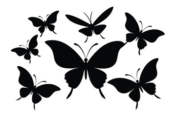 Stylized Butterfly Silhouette Vector Pack – Beautiful Insect Wings Icons