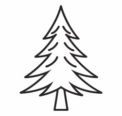 Minimalist Fir Tree Outline Icon On White Background.