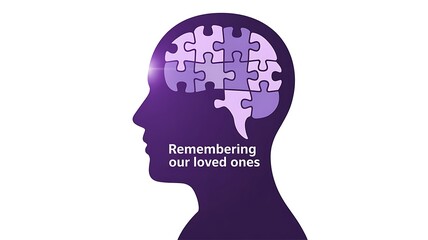 Purple Silhouette Head Puzzle Pieces Memory Grief loss ones mind hope care love 