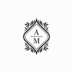 AM Initials Wedding Logo Vector Art  Icons  and Graphics