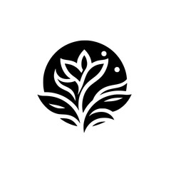 Minimalist Floral Logo: Black & White Plant Design for Wellness Branding