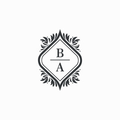 BA Initials Wedding Logo Vector Art  Icons  and Graphics