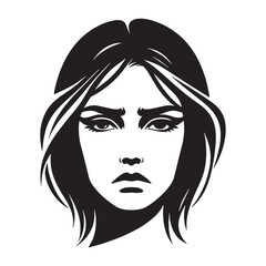 Soft Sad Face silhouette, expressive and vulnerable – Sad Face illustration – Minimalist Sad Face vector – Sad Silhouette

