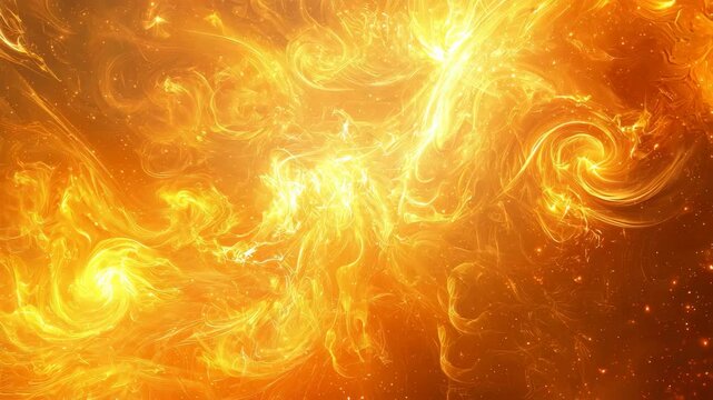 Vibrant fire with lively orange and yellow flames dancing against a dark background in nature&rsquo;s glow