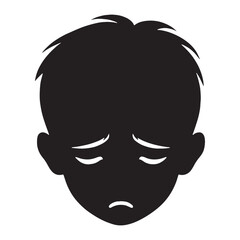 Tear-streaked Sad Face silhouette, raw emotion – Sad Face illustration – Minimalist Sad Face vector – Sad Silhouette

