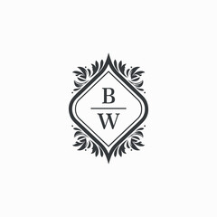 BW Initials Wedding Logo Vector Art  Icons  and Graphics