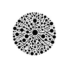 Abstract Black Circle with Connected Dots, Tech Design