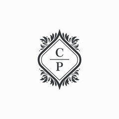Fototapeta premium CP Initials Wedding Logo Vector Art Icons and Graphics