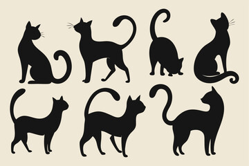 cat silhouette set vector