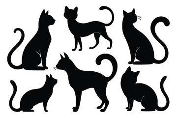 cat silhouette set vector
