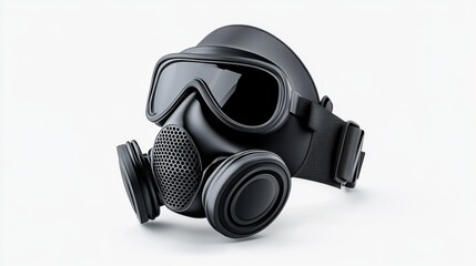Black Gas Mask with Goggles for Protection Against Hazardous Environments