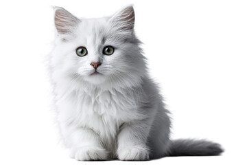 Adorable white kitten on transparent background