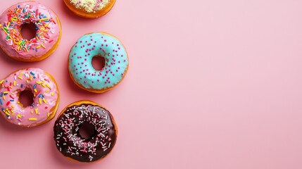 Celebrate National Donut Day with Colorful Donuts on Pink Background