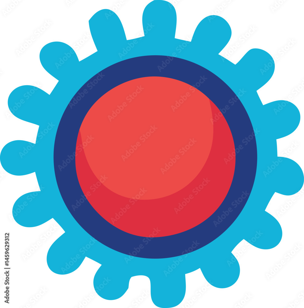 Poster this vector illustration features a red round frame with a blue sky element, creating an abstract ci
