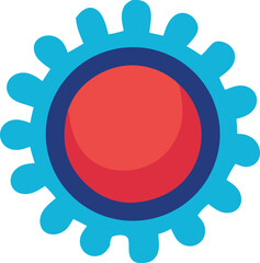 This vector illustration features a red round frame with a blue sky element, creating an abstract circle design concept