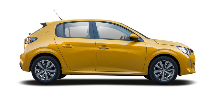 Peugeot 208 side view isolated on transparent background. PNG	