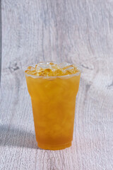 The drink contains fruit syrup, add ice to drink and feel refreshed.