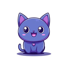 Adorable purple kitten cartoon illustration happy cute pet animal character design