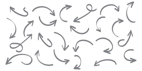 Elegant arrows set for business plan, presentation and education. Sign, Symbol, Hand drawn arrow collection