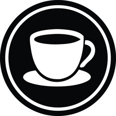 A white saucer holds a black coffee cup, a hot beverage with caffeine enjoyed as a morning drink