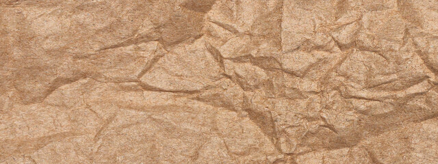 Realistic Crumpled Torn Brown Paper Textured Background for Creative Design.