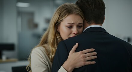 Heartbreak, Loss, and Comfort A Woman Finds Solace in a Supportive Embrace