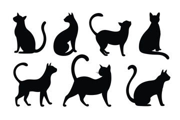 Cat Silhouette Vector Set – Stylish Black Cat Shapes for Design
