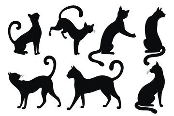 Cat Silhouette Vector Set – Stylish Black Cat Shapes for Design